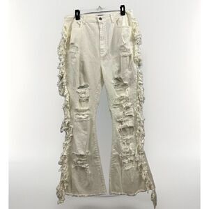 The M.A.P. Cut All‎ Over Jeans Size 1XL (34x33) Flare Leg Distressed NWT